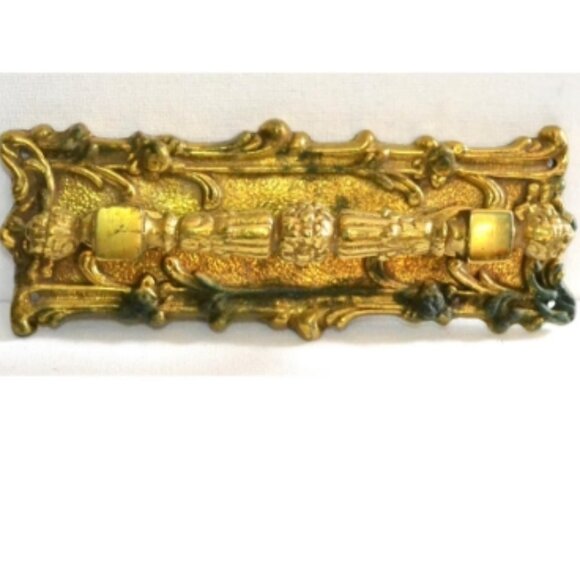 Decorative Gold Colored Metal Drawer Pull Nearly 3 Pound Weight - Picture 1 of 7